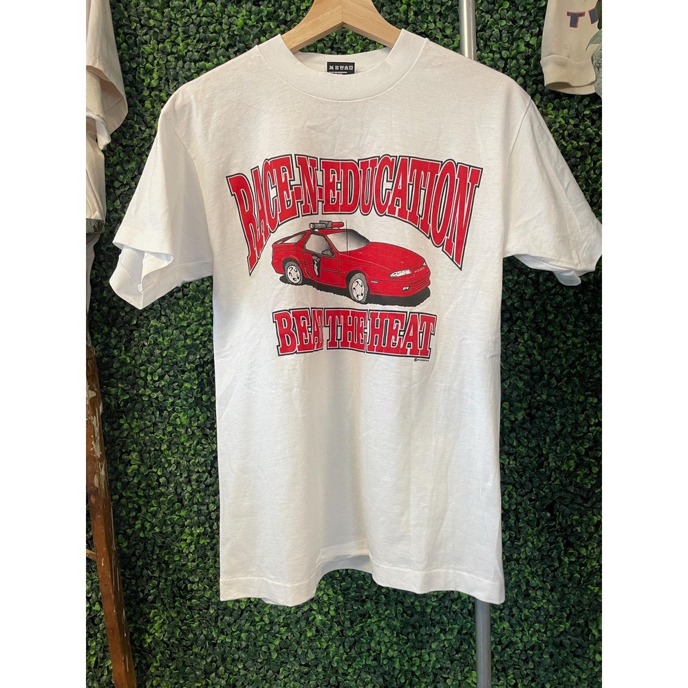 vtg 80s POLICE CAR CHASE tshirt // speed biker muscle car education streetwear
